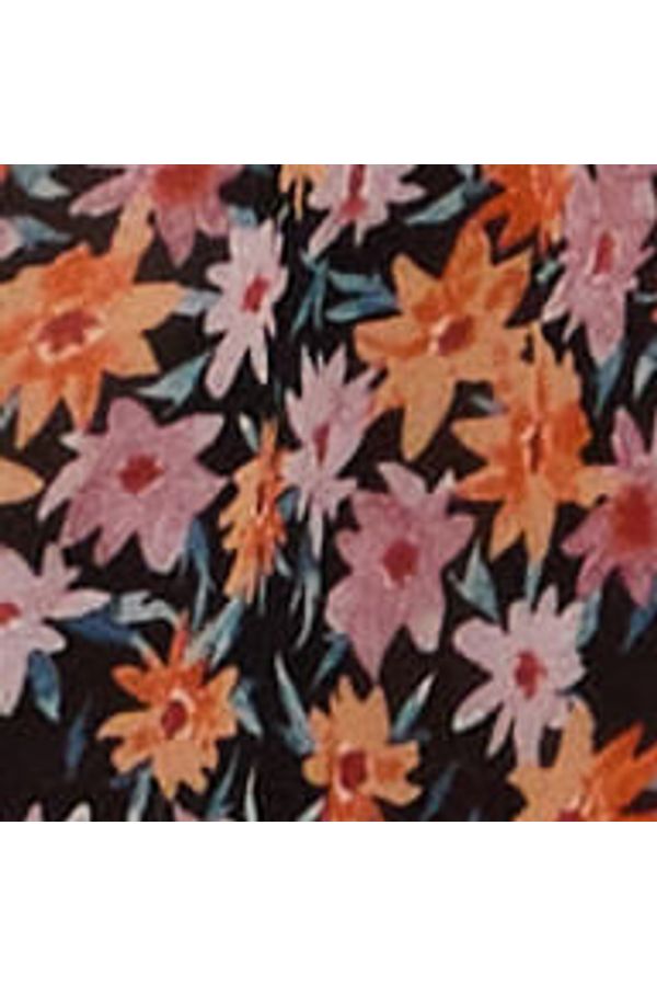 Vestido De Georgette Leve Midi Manga Longa Estampado