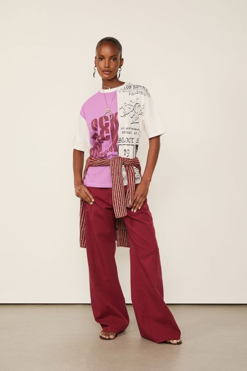 T-Shirt De Malha Fun Off Com  Roxo