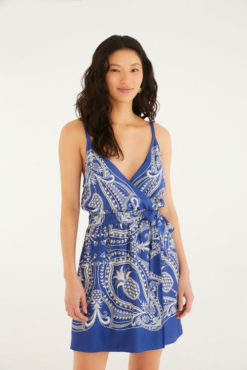 Vestido Curto Estampado Renda De Abacaxi