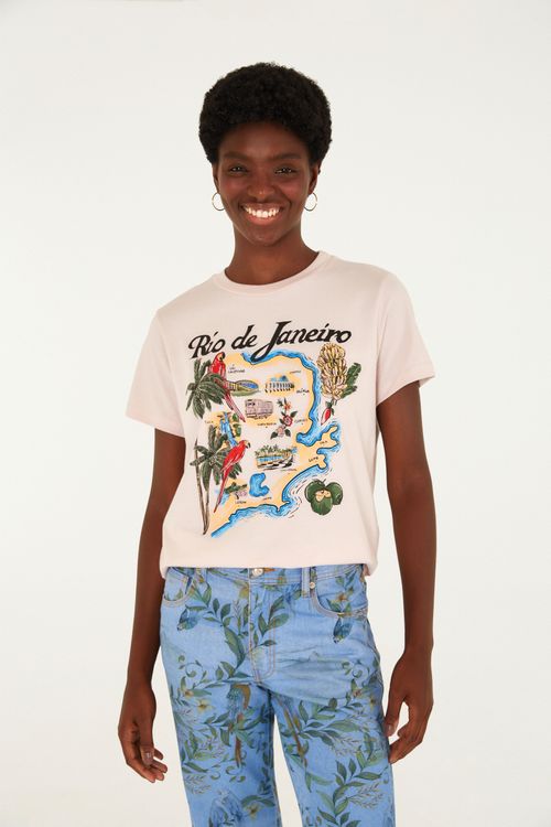 T-Shirt Fit Mapa Farm Rio Rosa