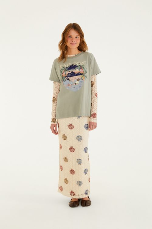Saia Renda Estampada Conchita