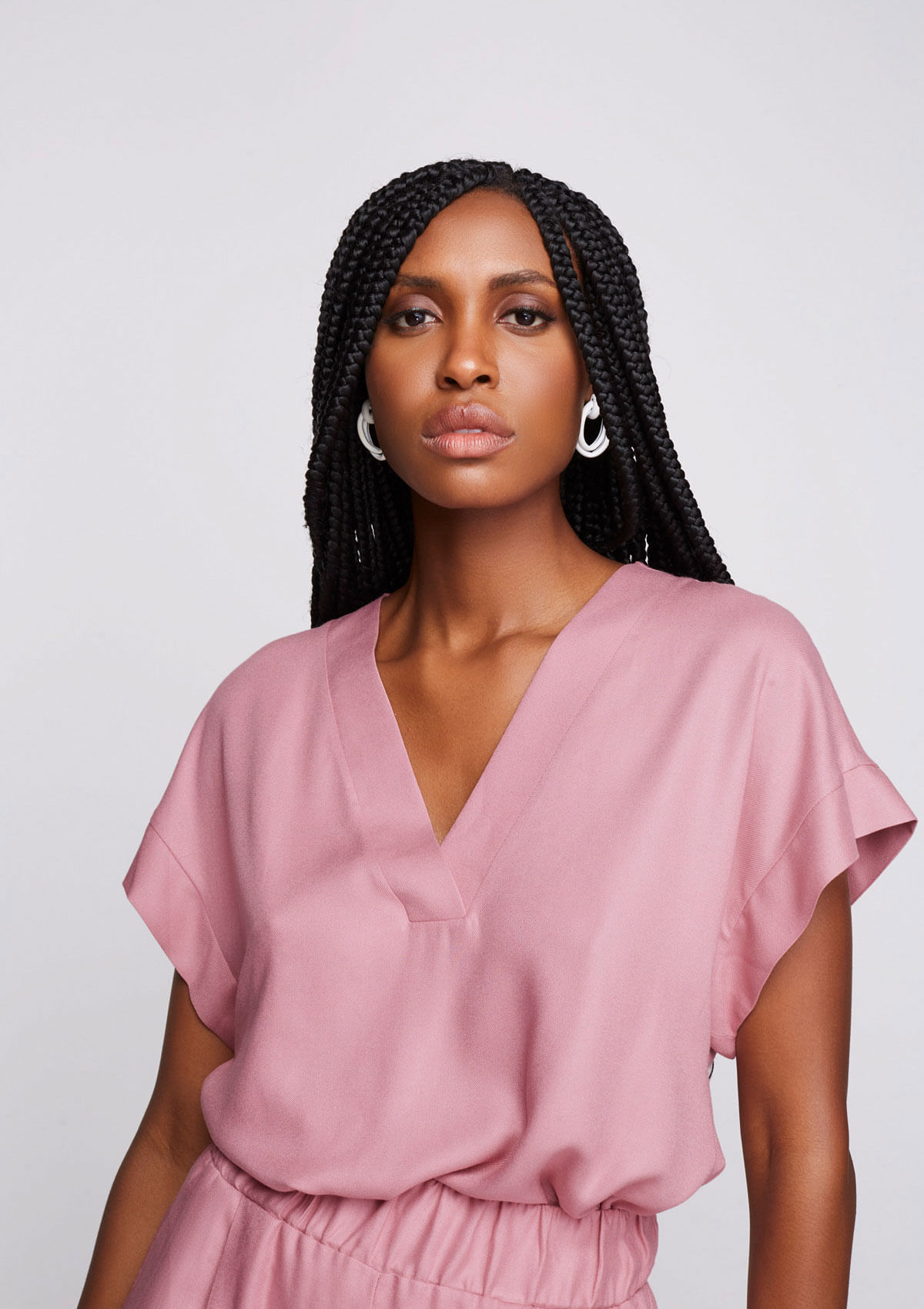 Blusa Ampla Com Manga Morcego - Rosa Nude