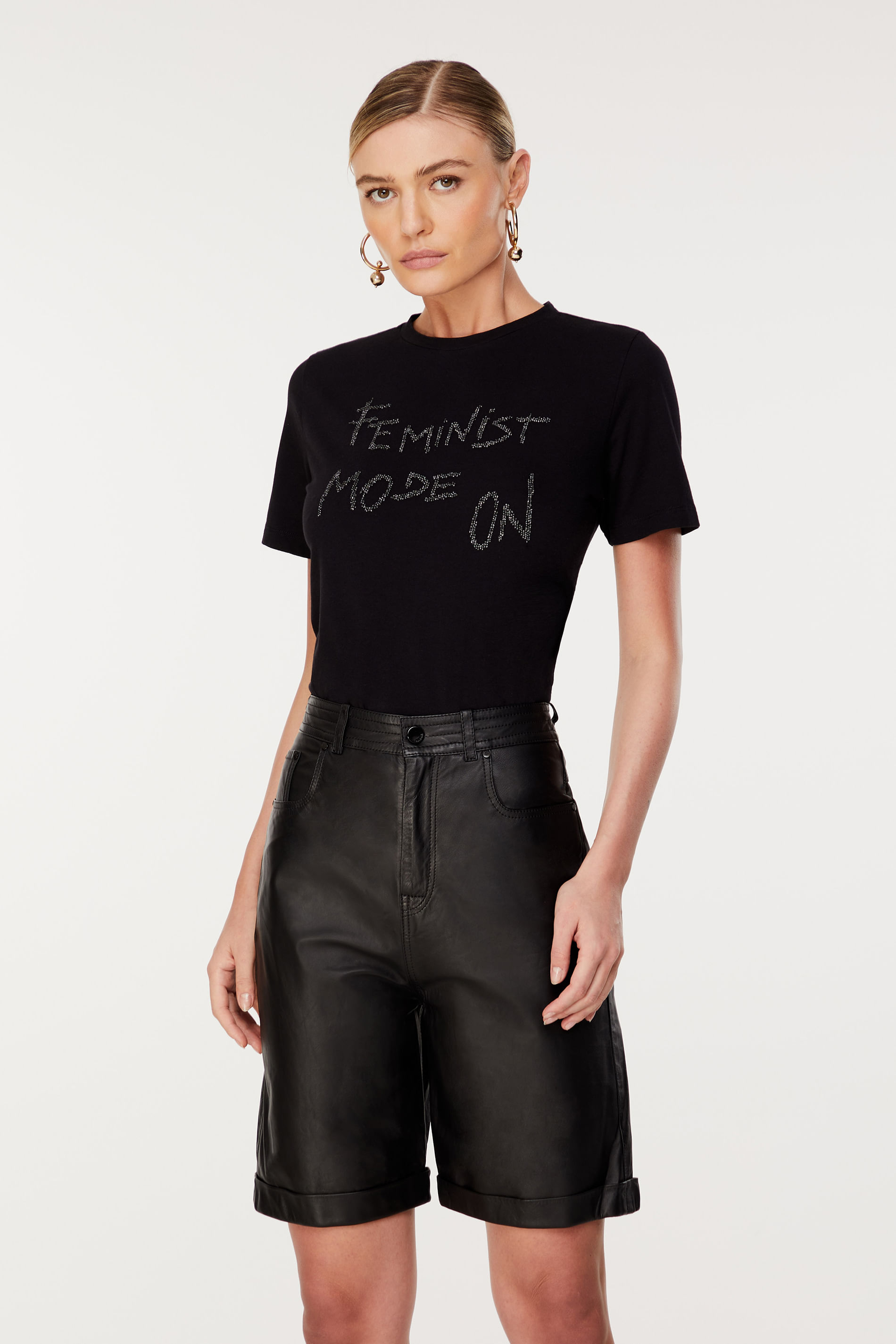 T- Shirt Feminist Mode On Preto