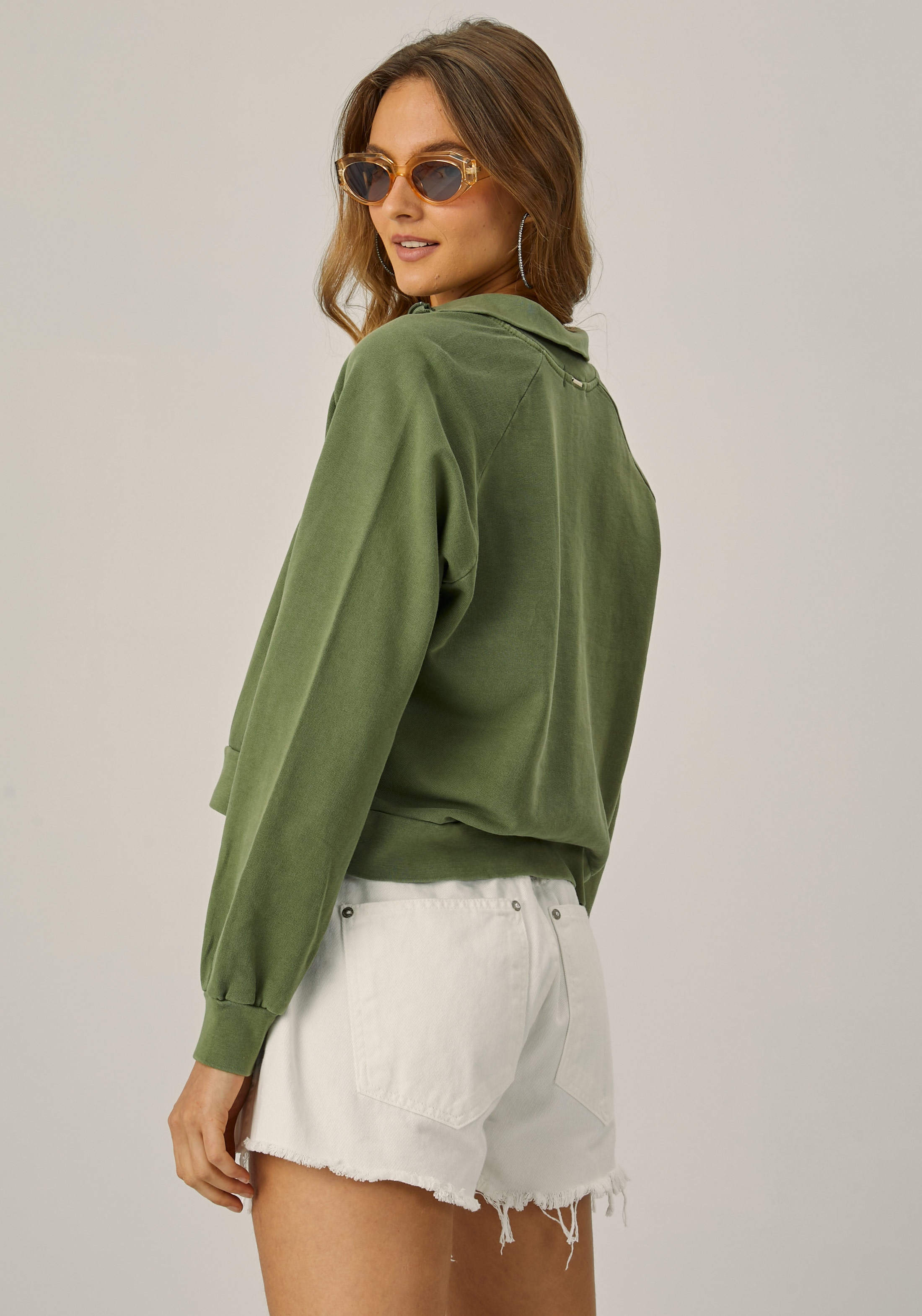 Eldora Olive Green Cropped Utility Jacket