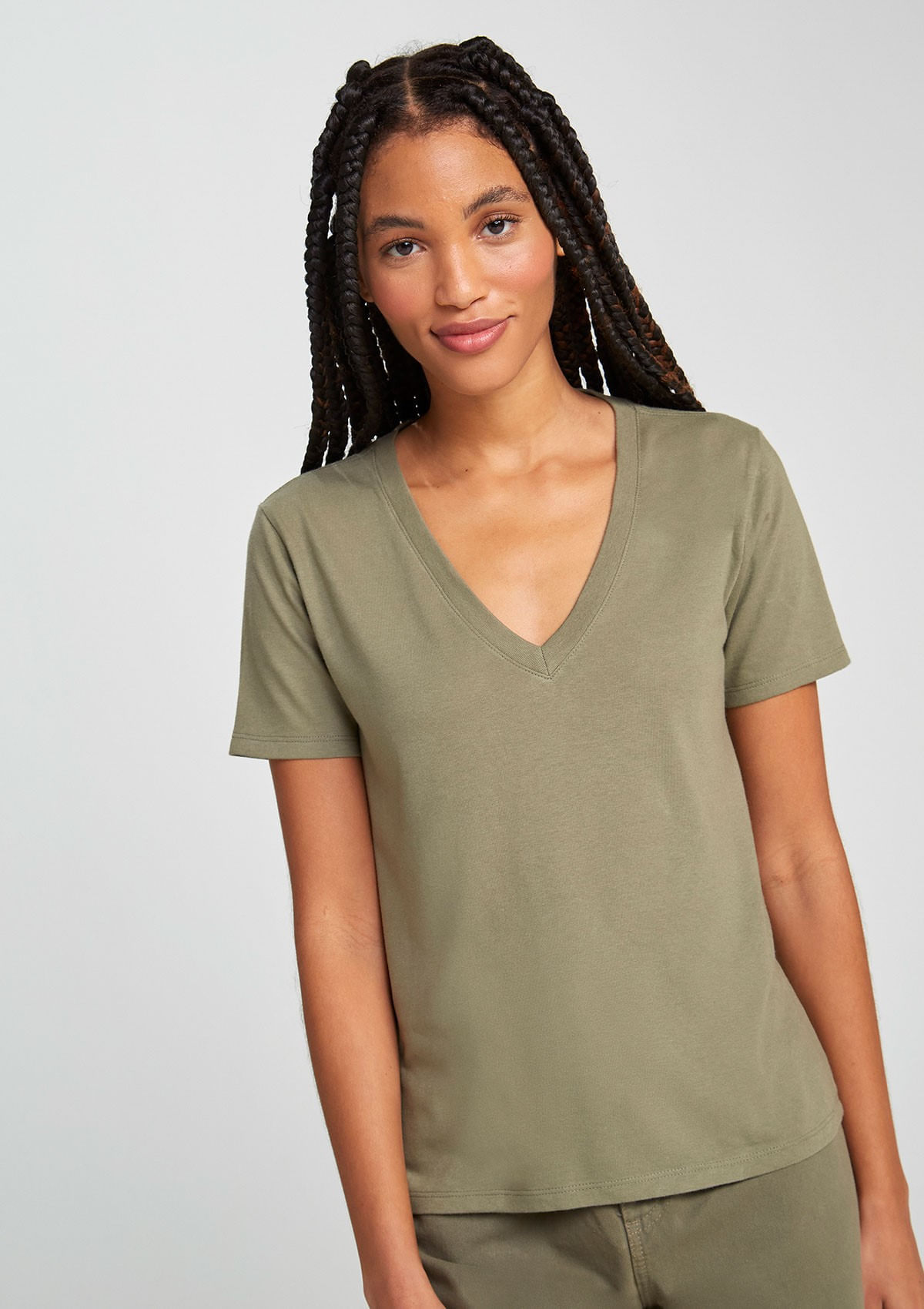 BL571-BLUSA BÁSICA COLORS DECOTE V OLIVA