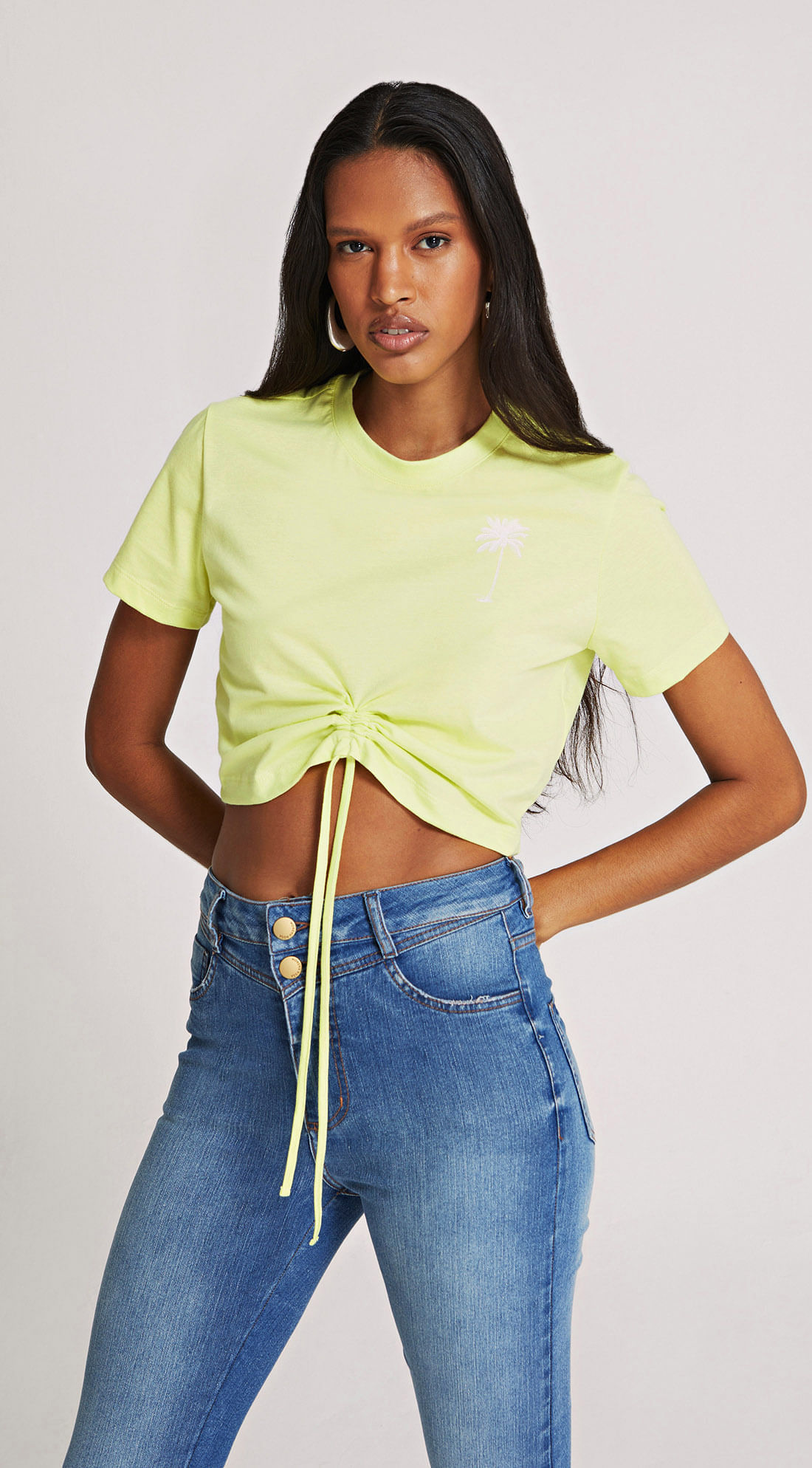 Forever21 Knotted Crop T-Shirt - Lime Green