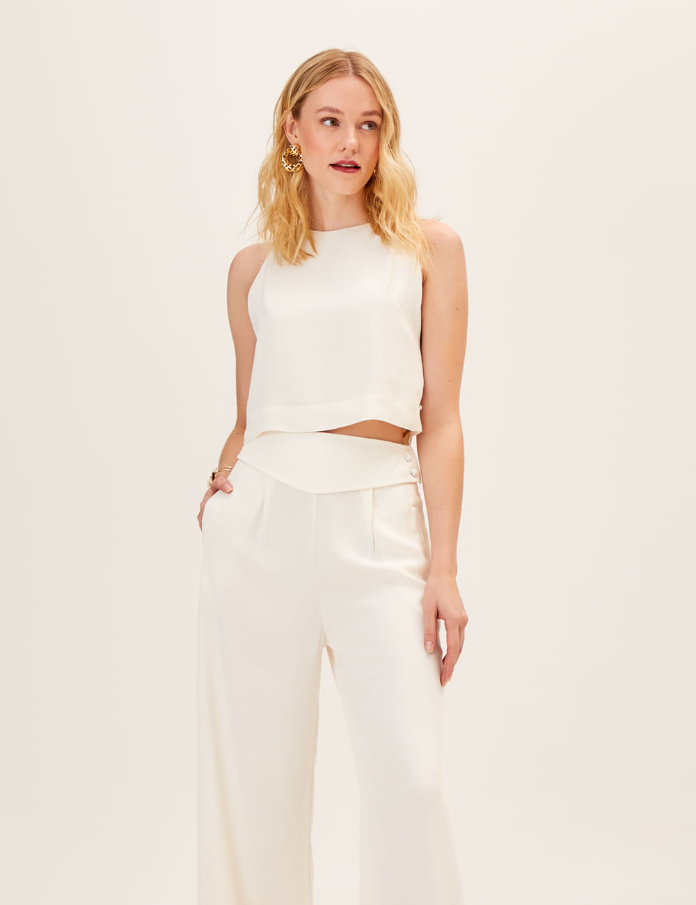 WIDE-LEG FLOWING TROUSERS - Cava