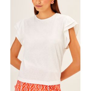 Blusa Manga Curta Babado Duplo