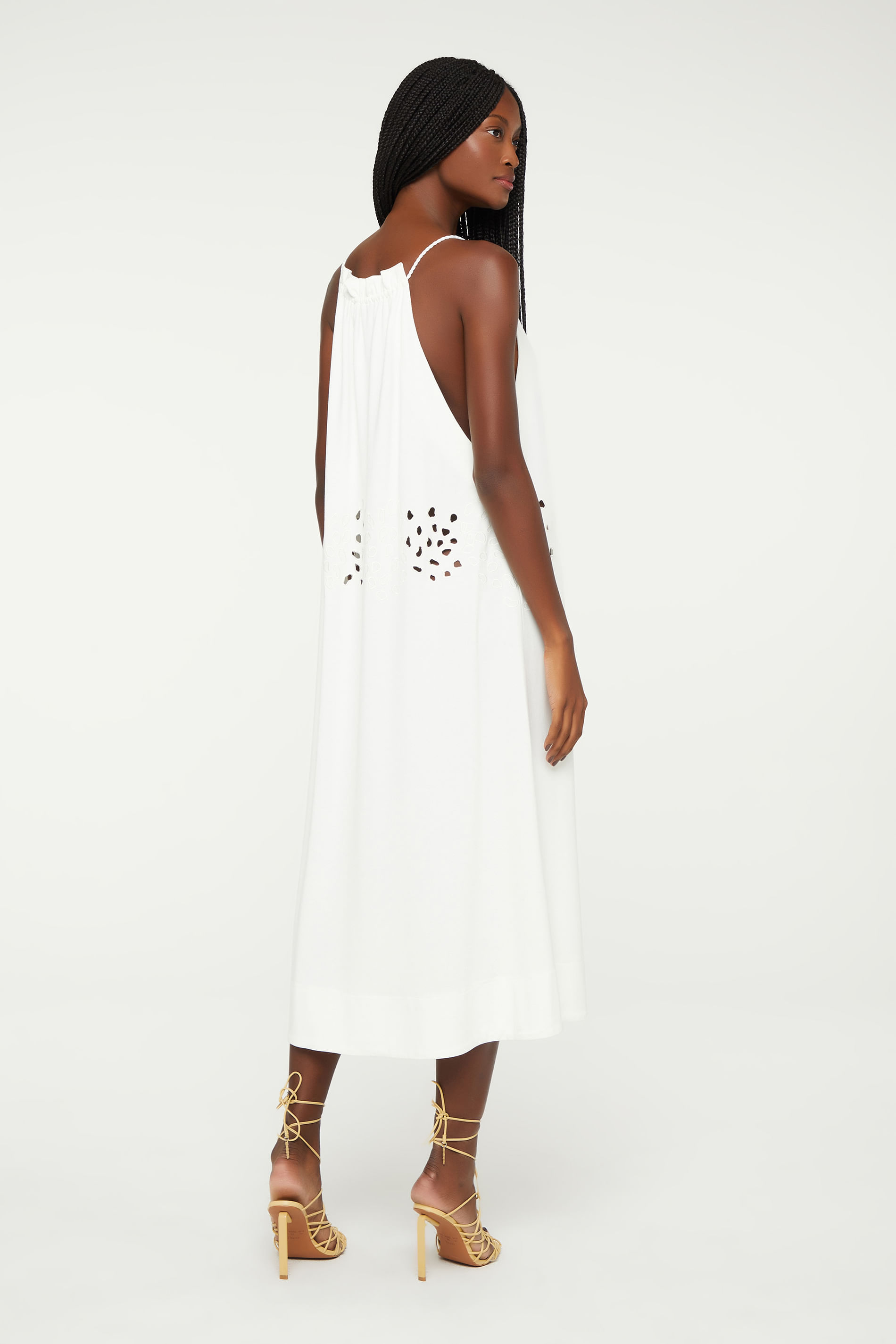 White embroidered 2024 midi dress