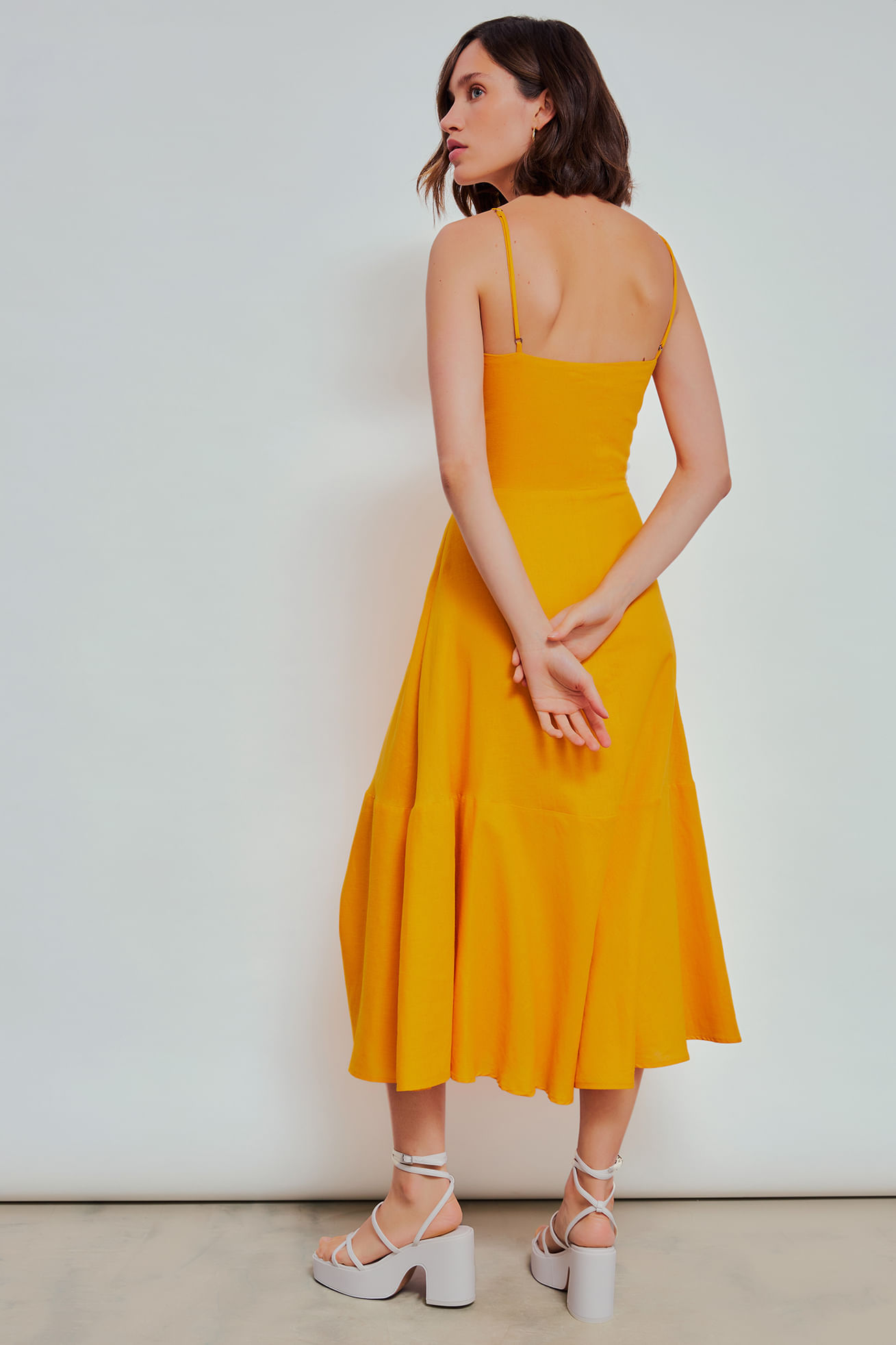 Zara yellow best sale midi dress