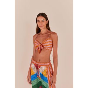 Top Amarração Estampado Borda Cor Listra