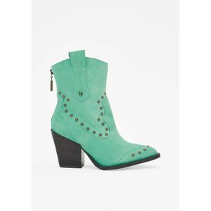 Bota Couro Western Tachas Verde