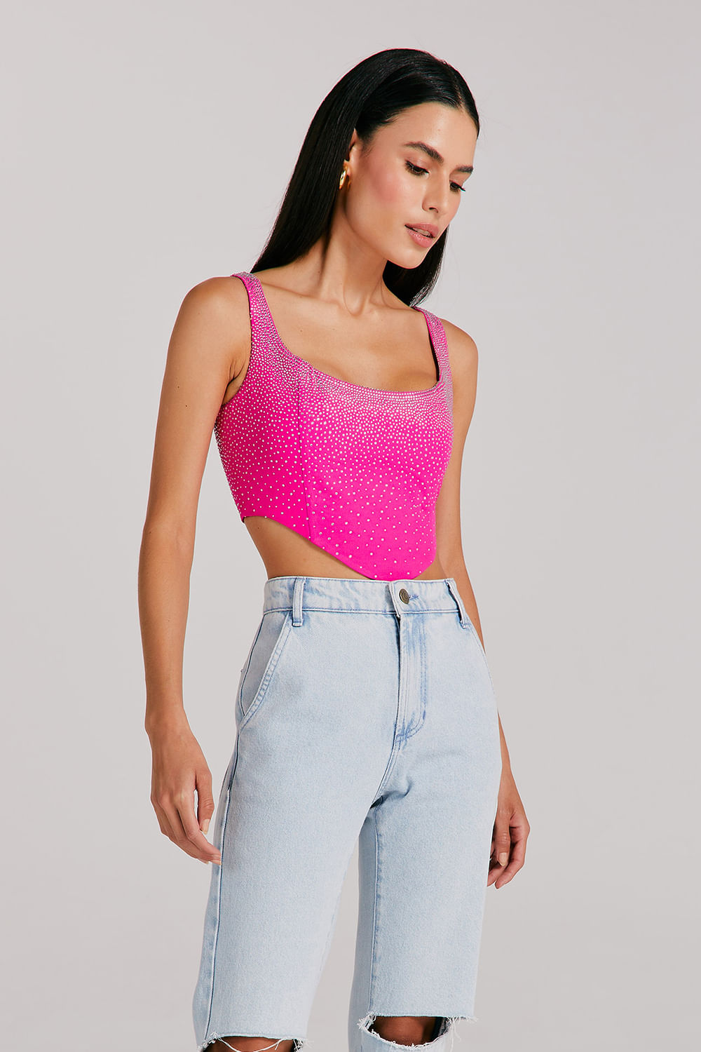 ASOS DESIGN velvet corset top in bright pink