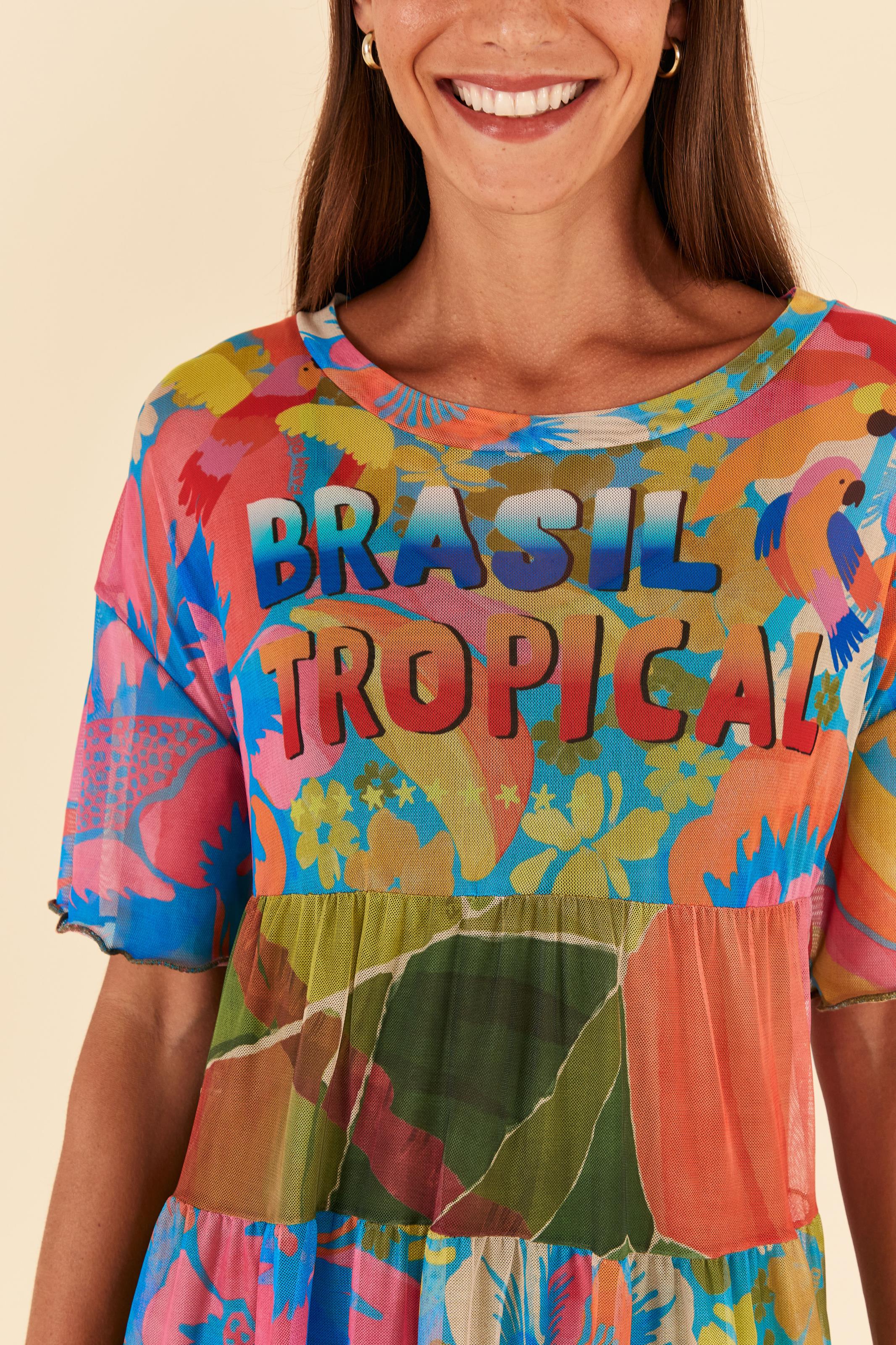 Vestido T-Shirt Marias Estampado Brasil Tropical