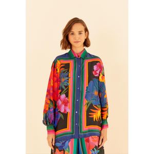 Camisa Manga Longa Estampada Florescente