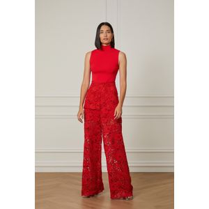 Calça Pantalona De Renda Com Basque Removível