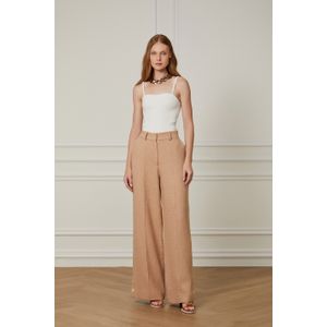 Calça Pantalona De Cintura Alta Com Botões Laterais