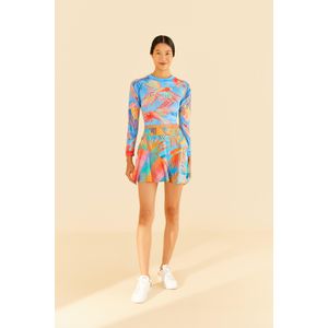 Short Saia Beach Tennis Estampado Passaros Pintado