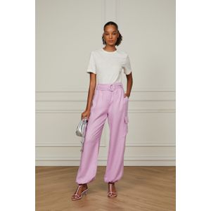 Calça Cargo Ampla De Linho Cinto