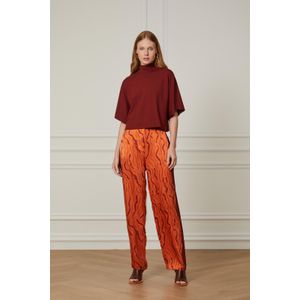 Calça De Cetim De Seda Textura Casca