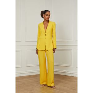 Calça De Crepe Amarelo Com Fivelas No Cós