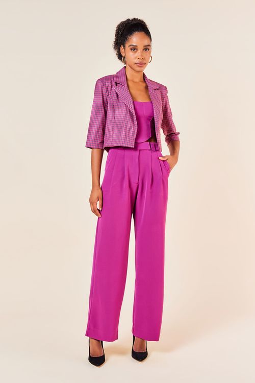 Calça Pregas Ampla com Bolso Faca -SCARLET