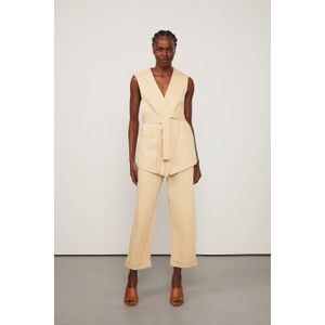 Calça De Twill Sarjado Nude Marzipan Bolso Quadrado