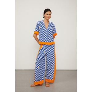 Calça De Georgette Pesado Ampla Estampada