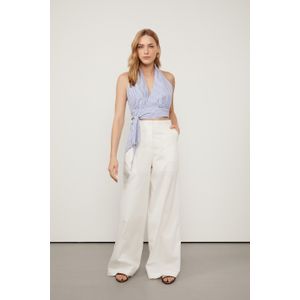 Blusa Frente Única De Tricoline Listrada