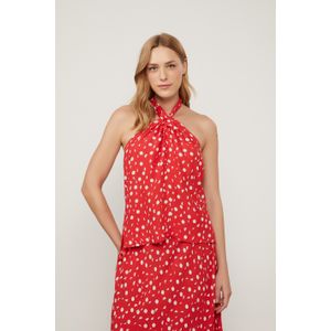 Blusa Sem Manga Decote Frente Única De Viscose Estampada