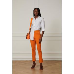 Calça Com Abertura Inferior Tricot Caramelo