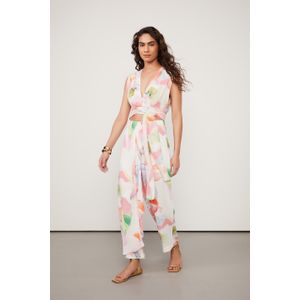 Top De Georgette Pesado Amaração Estampado Decote v