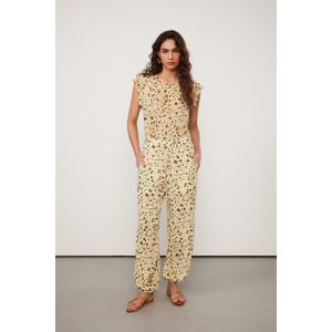 Calça De Georgette Com Cós Elástico Estampado