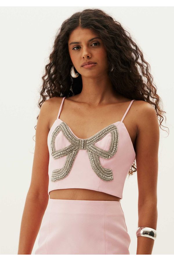 Top Cropped Com Laço Shine