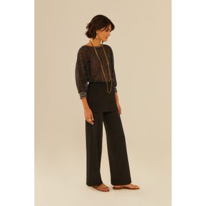 Calça Tricot Flare Com Pala