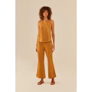 Calça Fenda Barra Suede