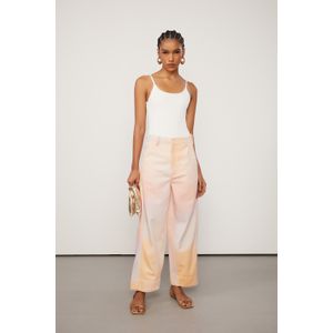 Calça De Sarja Loose Tie Dye Com Recorte Lateral