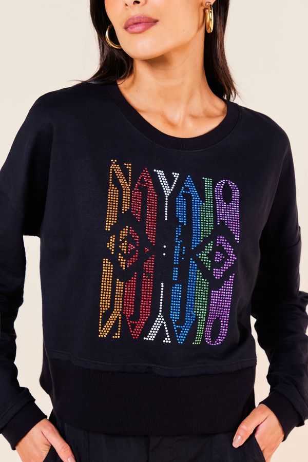BLUSA MOLETOM SILK NAVAJO -PRETO
