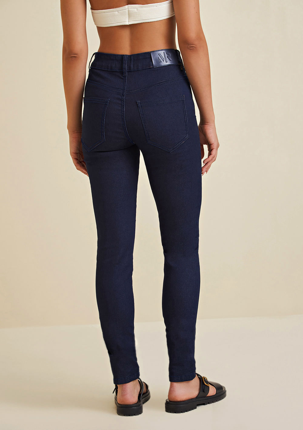 Calça Morena Rosa Skinny Andreia Cós Intermediário Bolso Faca Jeans
