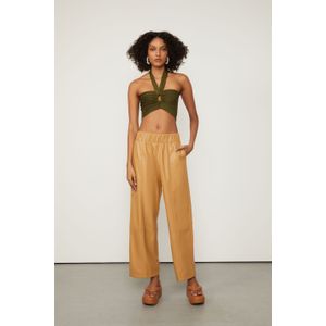 Calça Like Leather Com Cós De Elástico