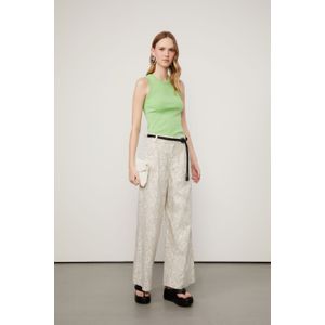 Calça Sarja Pantalona Alta Com Estampa Confete Clara