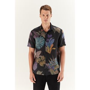 Camisa Manga Curta Puro Linho Ruisa Black