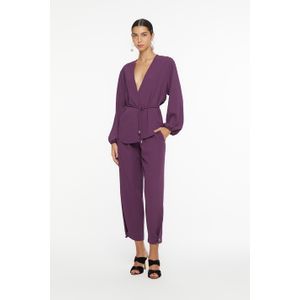 Calca De Crepe Alfaiataria Roxo Plum