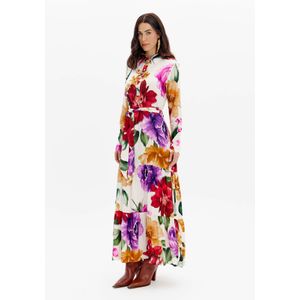 Vestido Chemise Estampado Manga Longa Com Faixa