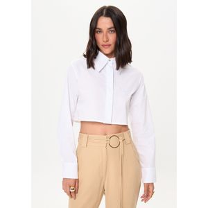 Camisa Cropped De Mangas Longas Com Bordado