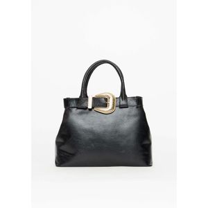 Bolsa Tote Bag Couro Com Cinto E Fivela Croco