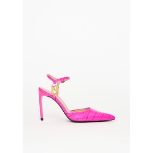 Scarpin Couro Croco Com Metal