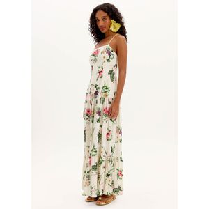 Vestido Longo De Alças Com Estampa Floral E Zíper