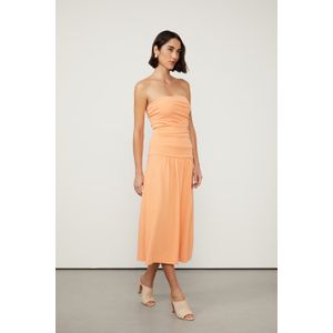 Vestido Midi De Malha Sem Alça Laranja