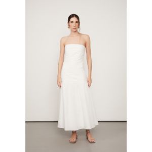 Vestido Midi Drapeado Branco